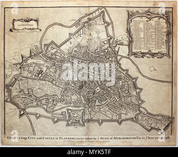 . Englisch: Karte von Gent von Rapin, Tindal. 14. März 2012. Tindal, Rapin 343 Karte von Gent von Rapin, Tindal Stockfoto