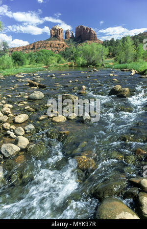 1992 historische Cathedral Rock von RED ROCK RIVER CROSSING SEDONA ARIZONA USA Stockfoto