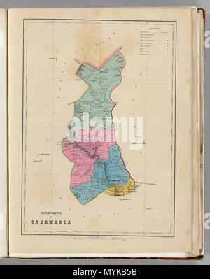 . Español: Mapa de Cajamarca, Peru. 1865. Mariano Felipe Paz Soldan 361 MFP-D-Cajamarca Stockfoto