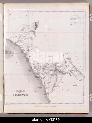 . Español: Mapa de La Libertad, Peru, 1865. 1865. Mariano Felipe Paz Soldan 361 MFP-D-lalibertad Stockfoto