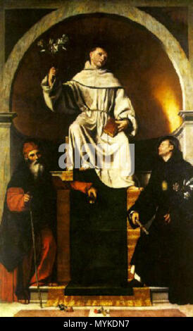 . Italiano: Moretto da Brescia, Sant'Antonio da Padova e Santi. Oper esposta nella Pinacoteca Tosio Martinengo eine Brescia. . Ca.1530. Siehe Dateiname oder Kategorie 370 Moretto, Sant'Antonio da Padova e Santi Stockfoto