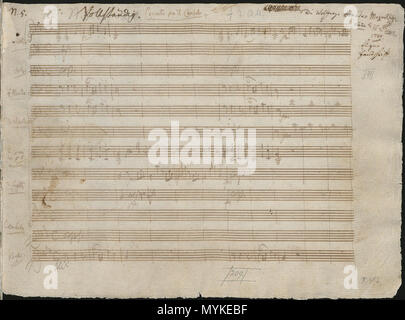 . Deutsch: Das Öffnen der Seite des Autographs Manuskript von Mozarts Klavierkonzert Nr. 22 KV 482, in Mozarts Handschrift. 16. Dezember 1785. Wolfgang Amadeus Mozart (1756-1791) Alternative Namen Joannes Chrysostomus Wolfgangus Theophilus Mozart, Johannes Chrysostomus Wolfgangus Theophilus Mozart, Johannes Chrysostomus Wolfgang Gottlieb Mozart, Johannes Chrysostomus Wolfgangus Theophil Mozart, wolfgango Amadeo Mozart, Wolfgang Amadé Mozart, Wolfgang Amadé Mozart, Wolfgang Gottlieb Mozart Beschreibung österreichische Komponist Geburtsdatum / Tod 27. Januar 1756 5. Dezember 1791 Standort der b Stockfoto