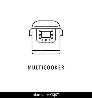 Multicooker Küchengeräte. Symbol in dünne Linie Stil Stock Vektor