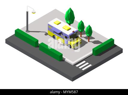 BBQ Lkw Street Food, isometrische Vector Illustration. Stock Vektor
