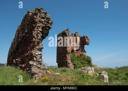 Lunan Bay, Angus, Schottland. Der Strand, die oft gestimmt haben, ist eines der besten in Schottland hat die wie rote Burg über das bekannte ruinieren. Stockfoto