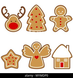 Cute cartoon Vektor Lebkuchen christmas Cookies Stock Vektor