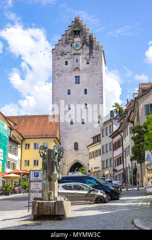 Ravensburg, Baden-Württemberg, Oberschwaben, Deutschland - die Suche nach der Market Street (marktstraße) zum obertor City Gate. Stockfoto