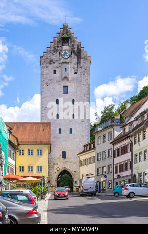 Ravensburg, Baden-Württemberg, Oberschwaben, Deutschland - die Suche nach der Market Street (marktstraße) zum obertor City Gate. Stockfoto