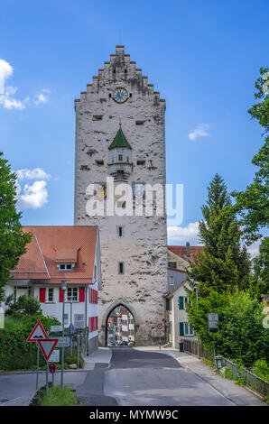 Ravensburg, Baden-Württemberg, Oberschwaben, Deutschland - Blick auf die mittelalterliche Obertor City Gate. Stockfoto