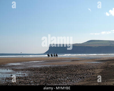 Vier Reiter in Saltburn am Meer Stockfoto