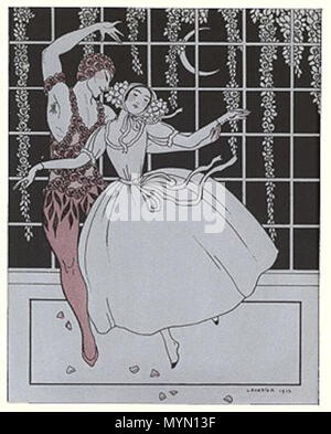 388 Vaslav Nijinsky, (1890-1950) - 1913 - Barbier, George (1882-1932) - nijinsky (in Le Spectre de la Rose, Paris, 1911) - 1913 9. Stockfoto