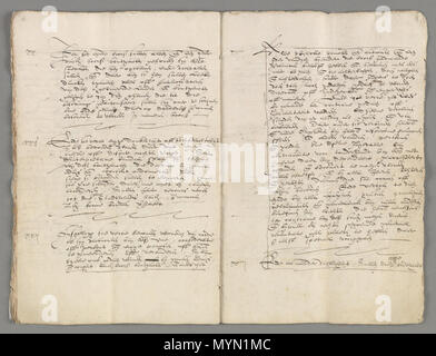 . Nederlands: Stukken betreffende de Unie van Utrecht. 1578-1581. 14 März 2014, 11:32:58. Nationaal Archief 390 NL-HaNA 1.01.19 2623 009 Unie van Utrecht Stockfoto