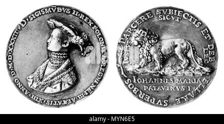 . Polski: Medaille Zygmunta Augusta. 1532. Giovanni Maria Padovano 403 Padovano - Medaille Zygmunta Augusta Stockfoto