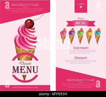 Eis Muster Vektor. Bunte Geschmacksrichtungen dessert Banner Abbildung Stock Vektor