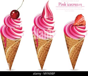 Eis Muster Vektor. Bunte Geschmacksrichtungen dessert Banner Abbildung Stock Vektor