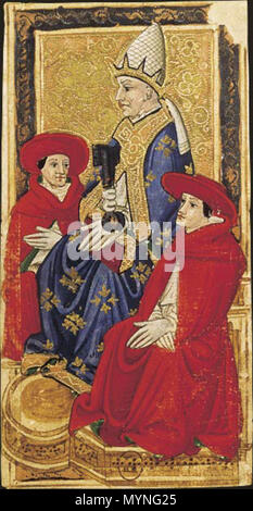 . Charles VI (oder Gringonneur) Deck; Le tarot dit de Charles VI. 15. Jahrhundert. Anonym 430 Papst tarot Charles 6. Stockfoto