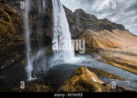 Wasserfall Seljalandsfoss, Island Stockfoto