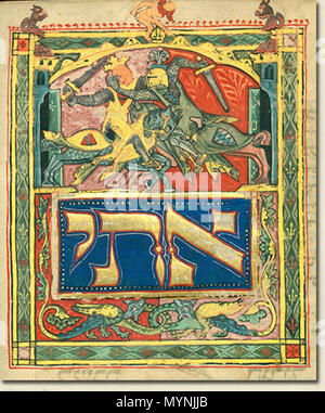 . Englisch: Abbildung aus dem Dreigliedrigen Machzor (MS A 384). ca. 1320. Unbekannt 254 Illustration - dreiseitige - machzor - Ritter Stockfoto