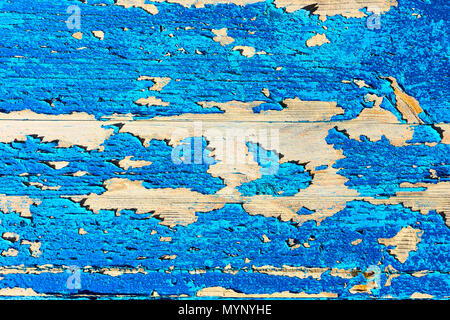 Alte hölzerne Textur mit Abblättern der blauen Farbe, können als Hintergrund verwendet werden Stockfoto