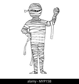 Skizze Karikatur Mumie. Vector Illustration in Skizze Stil. Stock Vektor