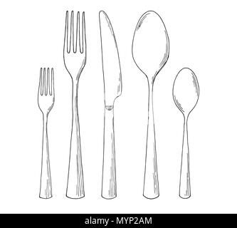 Besteck. Vector Illustration in Skizze Stil Stock Vektor