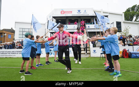 Ben Braun führt die Sussex Team für die 50 über Cricket Tour Match zwischen Sussex und Australien an der 1. zentralen County Boden in Hove. 07. Juni 2018 Stockfoto