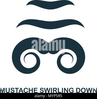 Schnurrbart wirbelnden Symbol Nach unten. Flat Style Icon Design. UI. Abbildung: Schnurrbart wirbelnden Symbol nach unten. Piktogramm isoliert auf Weiss. Fertig in web design, Anwendungen, Software, Druck verwenden. Stock Vektor