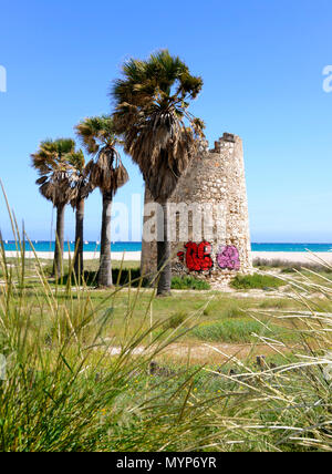 Die Dichter Strand Cagliari Sardinien Stockfoto
