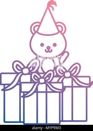 Süße Bär teddy mit Geschenkboxen kawaii Charakter Stock Vektor