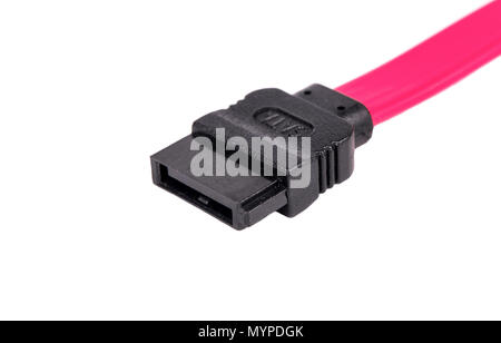 Sata-Anschluss kabel Closeup auf weißem Hintergrund Stockfoto