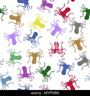 Bunte Octopus Icon nahtlose Muster. Stilisiertem strukturiertes Design. Sea Food Vorlage. Stock Vektor