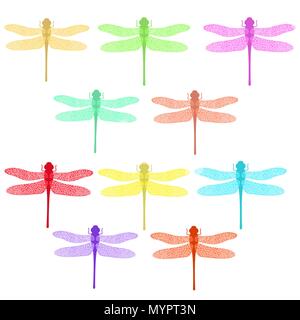 Bunte Dragonfly Stilisiertem. Insekt Logo Design. Aeschna Viridls Stock Vektor