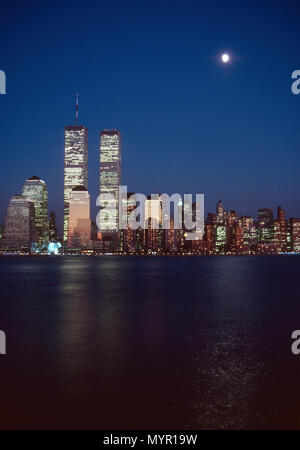 1989 Skyline von Lower Manhattan, New York City, USA Stockfoto