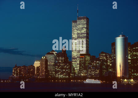 1993 Skyline von Lower Manhattan, New York City, USA Stockfoto