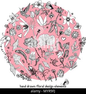 Vintage floral Design Elemente dargestellt. Stock Vektor