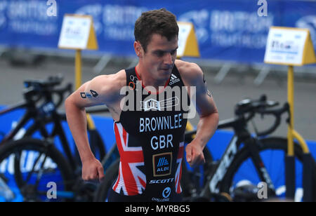 Team Großbritannien Jonathan Brownlee während der Accenture 2018 World Triathlon Mixed Staffel Ereignis in Nottingham. Stockfoto