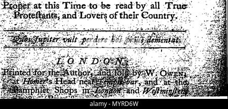 . Englisch: Fleuron aus Buch: sich demütig und bescheiden Adresse am meisten zu Reverend die Erzbischöfe, und rechts die Ehrwürdige Bischöfe, über die außerordentlichen Fortschritte des Papsttums in der Hauptstadt und über das ganze Land. ... 344 sich demütig und bescheiden Adresse an den Hochwürdigsten die Erzbischöfe Fleuron T 028297-1 Stockfoto