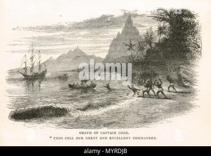 Tod von Captain Cook, Insel von Hawaii, 14. Februar 1779 Stockfoto