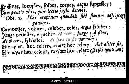 . Englisch: Fleuron aus Buch: Eine Einführung in die lateinische Sprache, für den Einsatz der Jugend. 350 Eine Einführung in die lateinische Sprache, für den Einsatz der Jugend. Fleuron N 008616-5 Stockfoto