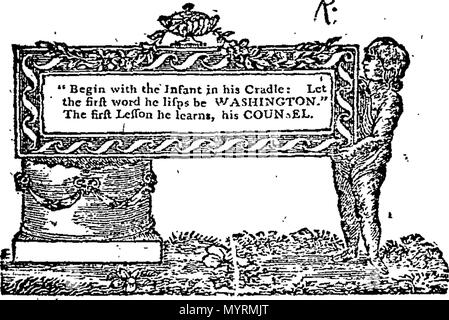 . Englisch: Fleuron aus Buch: Eine Laudatio in Lunenburg geliefert, am Samstag, den 22. Februar 1800. Der Tag vom Kongress empfohlen, die unerreichte Tugenden und herausragende Leistungen von General George Washington zu gedenken: der erste Präsident der Vereinigten Staaten von Amerika, und Oberbefehlshaber der Revolutionären Krieg. Von William Cunningham, 19.06.11 [drei Linie Epitaph]. 330 Eine Laudatio in Lunenburg geliefert, am Samstag, den 22 d vom Februar 1800 Fleuron W 032089-1 Stockfoto