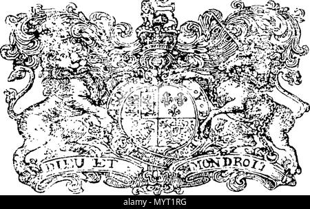. Englisch: Fleuron aus Buch: Anno Regni Georgii Regis Magn? Britanni?, Franci ?, & Hiberni?, Nono. Im Parlament begonnen und in Westminster, das am 9. Oktober, Anno Dom Holden. 1722. Im neunten Jahr der Herrschaft unseres Herrn, Herrn George, durch die Gnade Gottes, von Großbritannien, Frankreich und Irland, König, Verteidiger des Glaubens, &c., die erste Sitzung dieses Parlaments. 361 Anno Regni Georgii Regis Magn Fleuron N 050234-27 Stockfoto