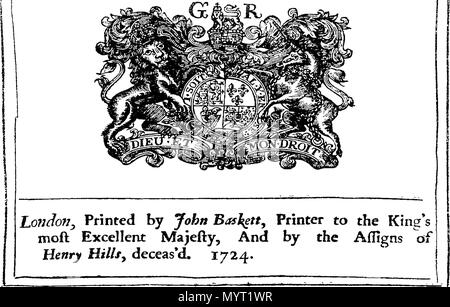. Englisch: Fleuron aus Buch: Anno Regni Georgii Regis Magn? Britanni?, Franci ?, & Hiberni?, DECIMO. Im Parlament begonnen und in Westminster, das am 9. Oktober, Anno Dom Holden. 1722. Im neunten Jahr der Herrschaft unseres Herrn, Herrn George, durch die Gnade Gottes, von Großbritannien, Frankreich und Irland, König, Verteidiger des Glaubens, &c. Und von dort, da von mehreren prorogations zum 9. Januar 1723 fortgesetzt. In der zweiten Sitzung dieses Parlaments. 361 Anno Regni Georgii Regis Magn Fleuron N 050483-42 Stockfoto