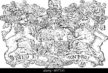 . Englisch: Fleuron aus Buch: Anno Regni Georgii Regis Magn? Britanni?, Franci ?, & Hiberni?, DECIMO. Im Parlament begonnen und in Westminster, das am 9. Oktober, Anno Dom Holden. 1722. Im neunten Jahr der Herrschaft unseres Herrn, Herrn George, durch die Gnade Gottes, von Großbritannien, Frankreich und Irland, König, Verteidiger des Glaubens, &c. Und von dort, da von mehreren prorogations zum 9. Januar 1723 fortgesetzt. In der zweiten Sitzung dieses Parlaments. 361 Anno Regni Georgii Regis Magn Fleuron N 050483-51 Stockfoto