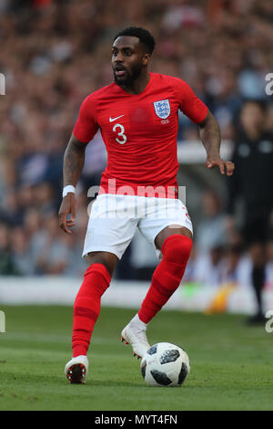 Leeds, Großbritannien. 7. Juni 2018. Danny Rose GBB 7833 England v Costa Rica, 07.06.2018, Stadion Elland Road, Leeds, England streng redaktionelle Verwendung. Wenn der Spieler/Spieler in diesem Bild dargestellt ist/Spielen für einen englischen Club oder das England National Team. Dann ist dieses Bild darf nur für redaktionelle Zwecke verwendet werden. Keine kommerzielle Nutzung. Folgende Verwendungen sind auch dann eingeschränkt, wenn in einem redaktionellen Kontext: Verwendung in Verbindung mit oder als Teil eines nicht autorisierten Audio-, Video-, Daten-, Spielpläne, Verein/liga Logos, Wetten, Spiele oder eine Gutschrift: Allstar Bildarchiv/Alamy leben Nachrichten Stockfoto