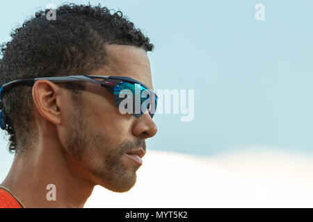 Oslo, Norwegen. 7. Juni 2018, Bislett Stadion, Oslo, Norwegen; Bislett Games, Diamond League Leichtathletik Meeting; Yasmani Copello der Türkei mit Fokus auf den Rennen während der iaaf Diamond League am Bislett Stadion Credit: Aktion Plus Sport Bilder/Alamy Leben Nachrichten gehalten Stockfoto