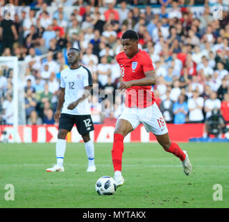 Elland Road, Leeds, Großbritannien. 7. Juni 2018. Internationaler Fußball-freundlich, England gegen Costa Rica; Marcus Rashford von England läuft in Angriff Credit: Aktion plus Sport/Alamy leben Nachrichten Stockfoto