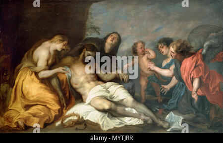 . Español: El lienzo muestra el Momento en que los Familiares y discípulos de Jesucristo se lamentan por su muerte en la Cruz. . Español: Lamentación sobre Cristo Muerto. Ca. 1634-1640 367 Anthony van Dyck - Klage über den Toten Christus - Google Kunst Projekt Stockfoto