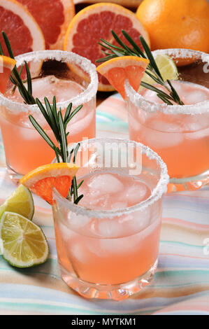 Dieser herrlichen Cocktail von frischen rosa Palomas wird die Art und Weise, wie Sie tequila Aussehen ändern. Ein festliches Getränk ist ideal für Brunch, Feste und Feiertage. Stockfoto