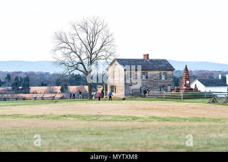 Manassas, USA - November 25, 2017: Altes Bauernhaus Bauernhof Holzhaus in National Battlefield Park in Virginia, wo Bull Run Schlacht gekämpft wurde Stockfoto