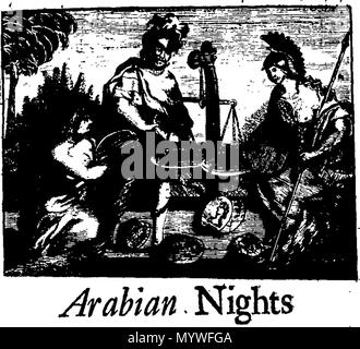 . Englisch: Fleuron aus Buch: Arabian Nights Entertainments: Bestehend aus tausend und einer Geschichte. Durch die Sultaness der Indies erklärte, der Sultan von der Ausführung einer blutigen Gelübde ablenken, die er gemacht hatte, eine Frau zu heiraten, jeden Tag, und haben Sie am nächsten Morgen, sich zu rächen für die Untreue seiner ersten Sultaness, &c. Enthalten, eine bessere Berücksichtigung der Gewohnheiten, Sitten und Religion der östlichen Nationen, nämlich die Tataren, Perser und Inder, als in jedem Thema bisher veröffentlichen würde. In französischer Sprache von der Arabischen Mss Übersetzt von M.Galland, der Königlichen Akademie Stockfoto